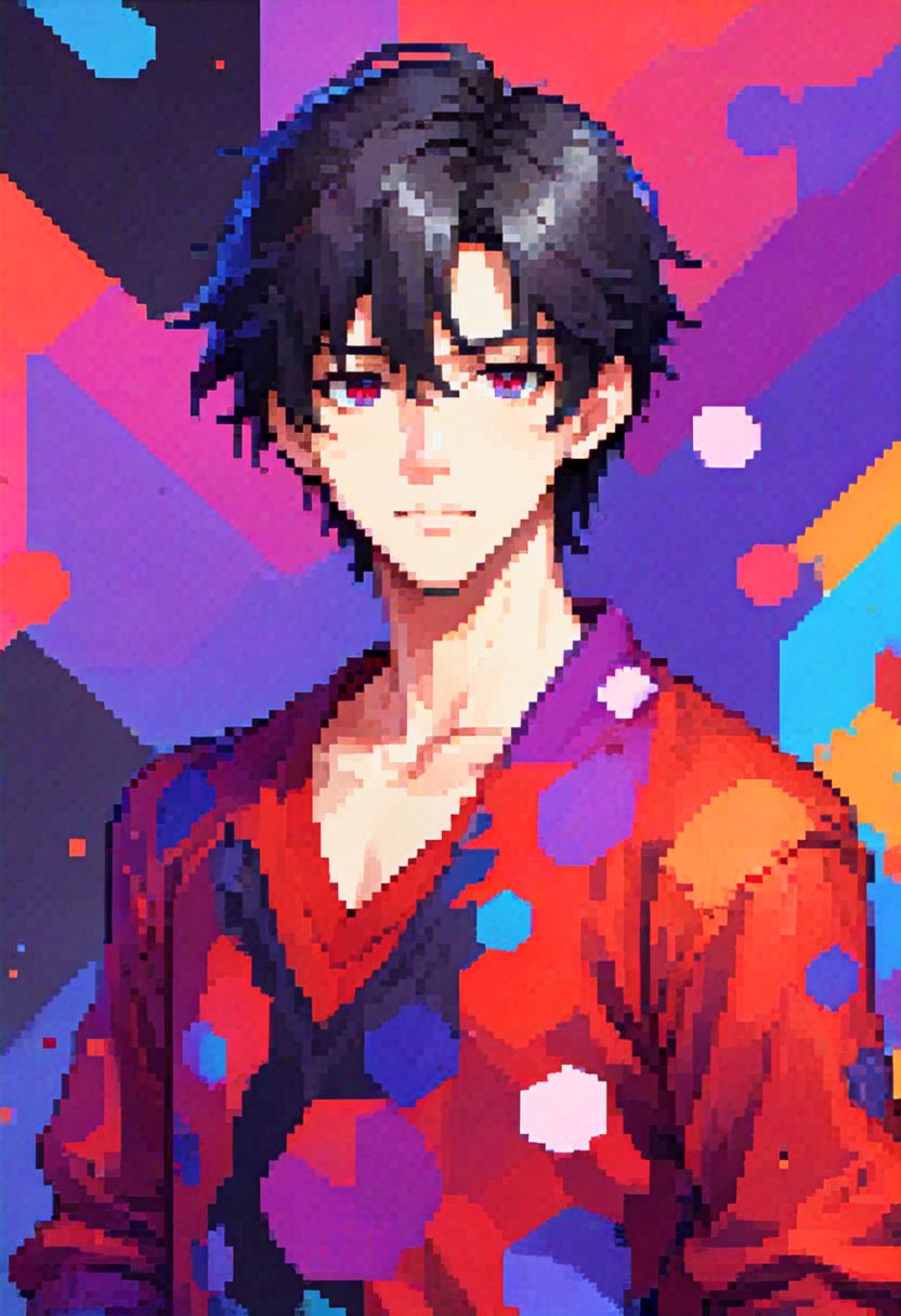 AI generated persona purple-eyed guy